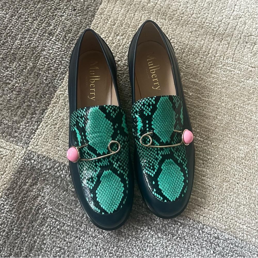 Mulberry Leather Pin Loafers